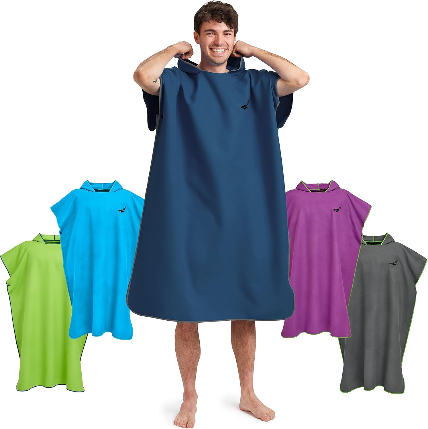 Fit-Flip Poncho de Surf – Ligero, Compacto y de Secado rápido – Toalla de Poncho para Adultos – Poncho Playa, Poncho de Microfibra para Hombres y Mujeres – Albornoz Natacion